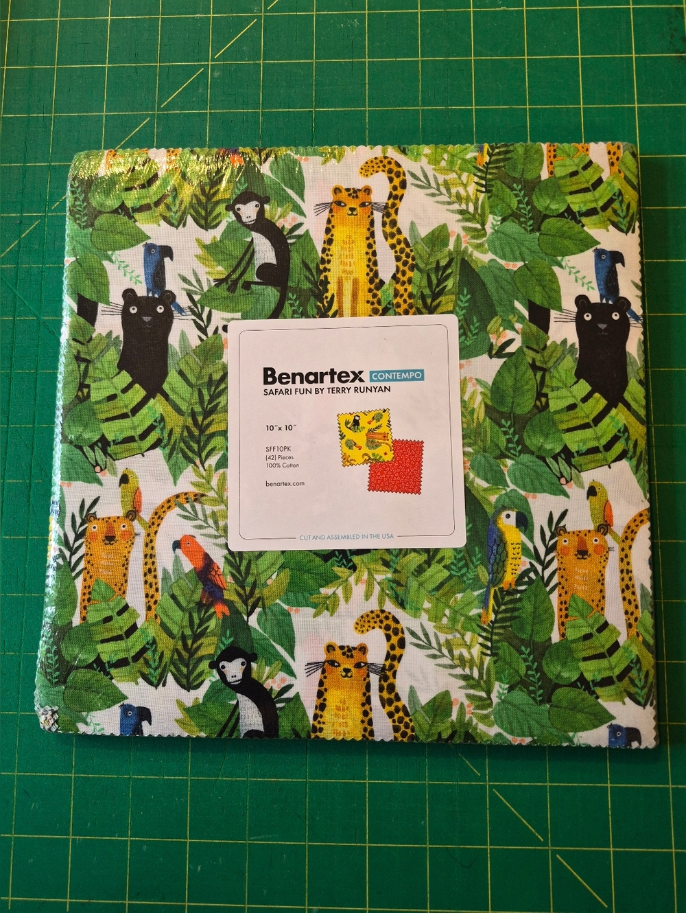 Benartex Safari Fun Fabric Layer Cake - Jungle Animals & Green Leaves